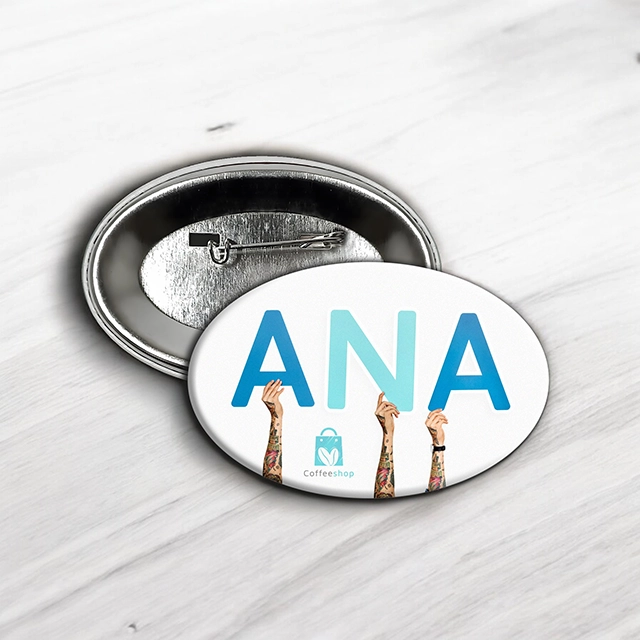 Badges ovales personnalisés 65x45mm